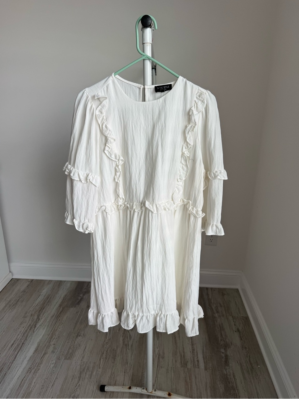 Ruffled White Women's Dress